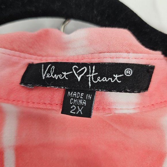 GUC Velvet Heart Peach Tie Dye size 2X Button down tunic length - Picture 3 of 7